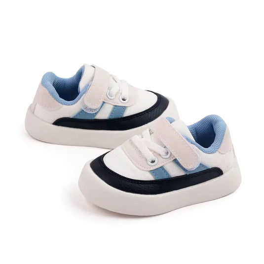 Tenis con suela antideslizante y cierre velcro para bebés, diseño clásico ideal para cualquier ocasión, para combinar con todo, ajuste con cordones y velcro, hecho en material resistente hipoalergénico