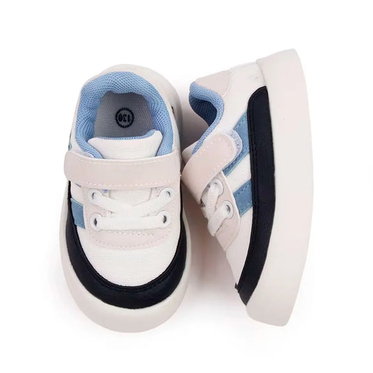 Tenis con suela antideslizante y cierre velcro para bebés, diseño clásico ideal para cualquier ocasión, para combinar con todo, ajuste con cordones y velcro, hecho en material resistente hipoalergénico