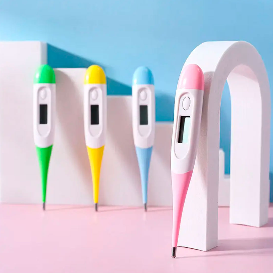 Termómetro digital con pantalla LCD, punta en silicona, diseño portátil, con pitido, apagado automático para larga duración de batería