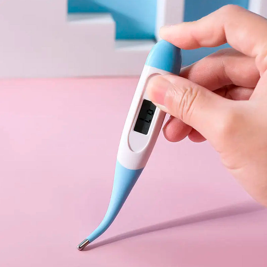 Termómetro digital con pantalla LCD, punta en silicona, diseño portátil, con pitido, apagado automático para larga duración de batería