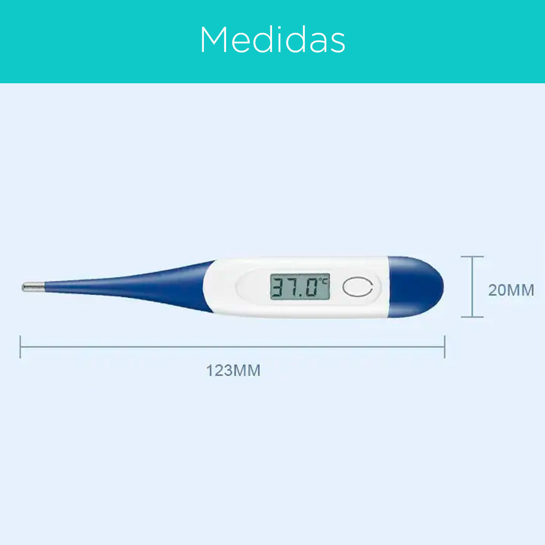Termómetro digital con pantalla LCD, punta en silicona, diseño portátil, con pitido, apagado automático para larga duración de batería