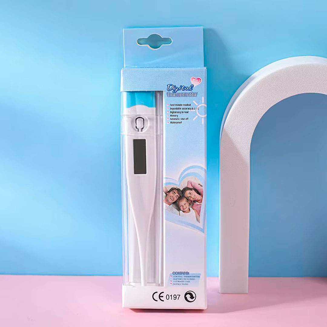 Termómetro digital con pantalla LCD, punta en silicona, diseño portátil, con pitido, apagado automático para larga duración de batería