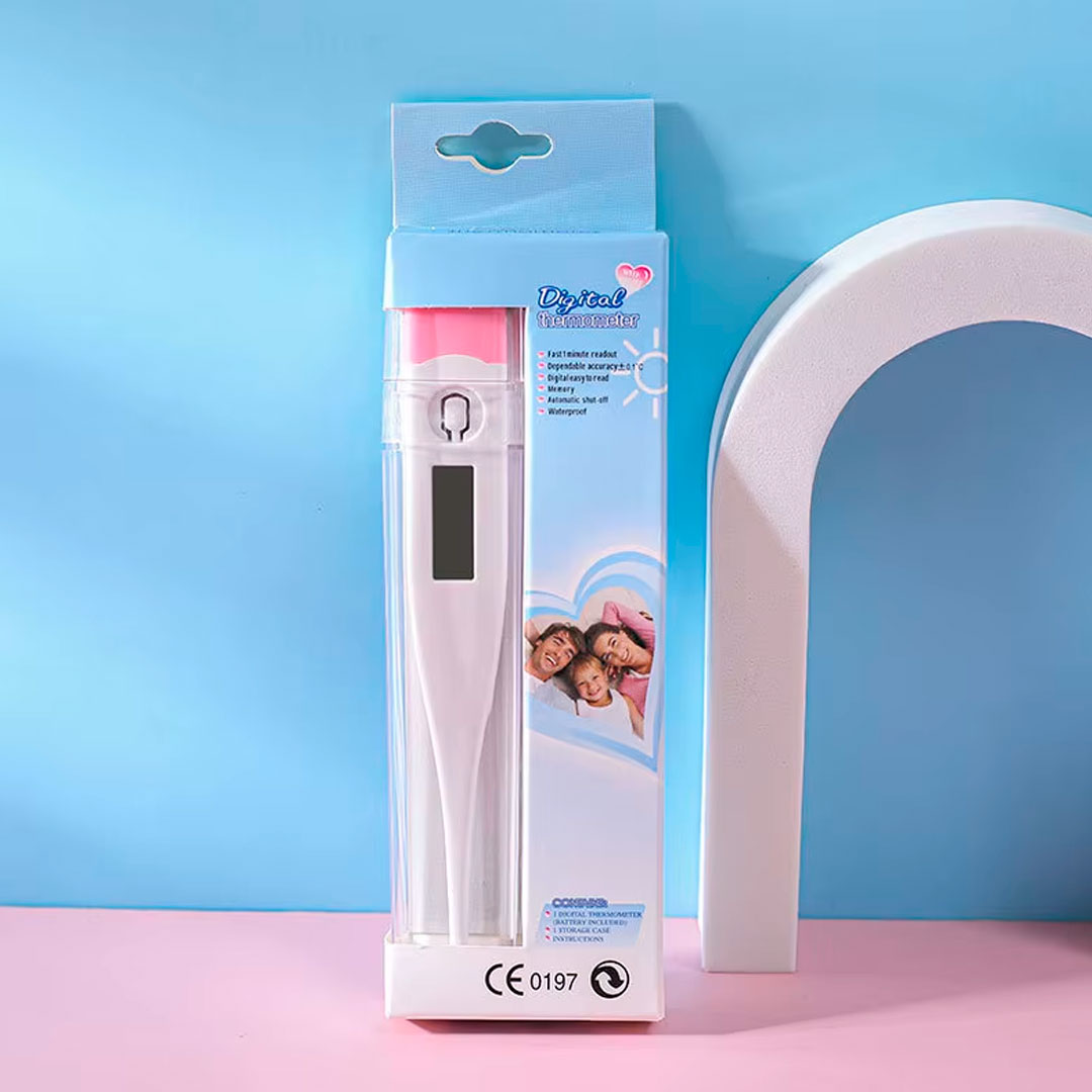 Termómetro digital con pantalla LCD, punta en silicona, diseño portátil, con pitido, apagado automático para larga duración de batería