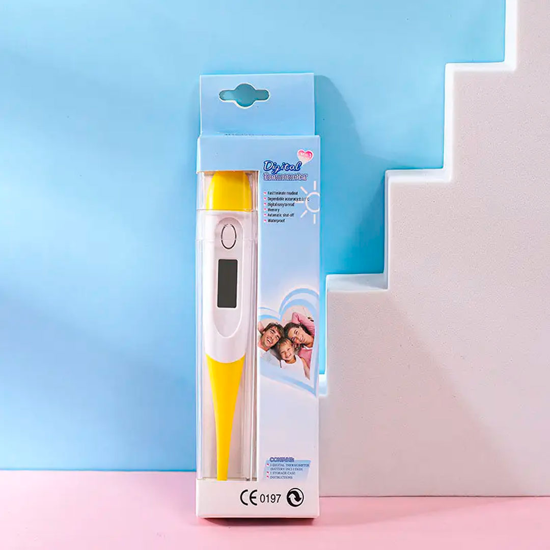 Termómetro digital con pantalla LCD, punta en silicona, diseño portátil, con pitido, apagado automático para larga duración de batería