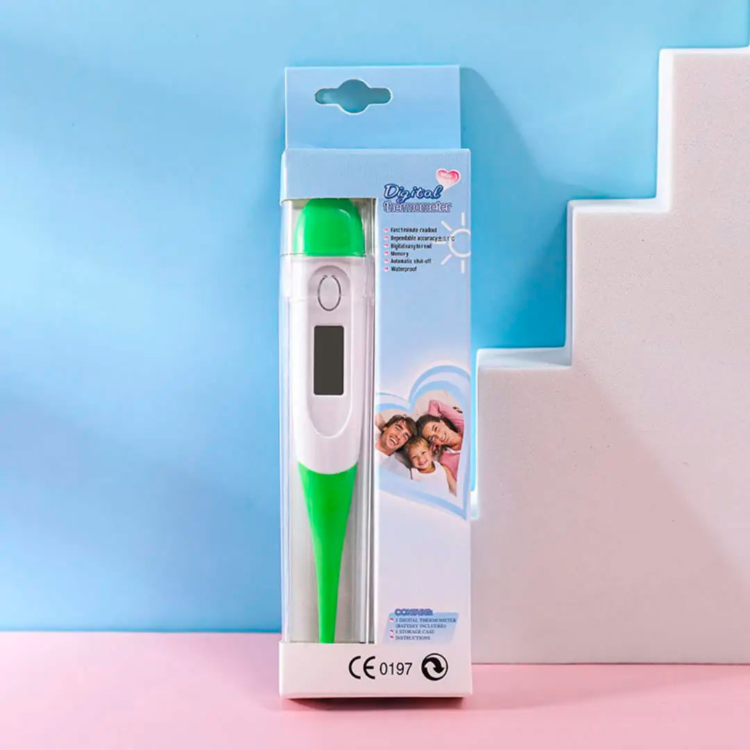 Termómetro digital con pantalla LCD, punta en silicona, diseño portátil, con pitido, apagado automático para larga duración de batería