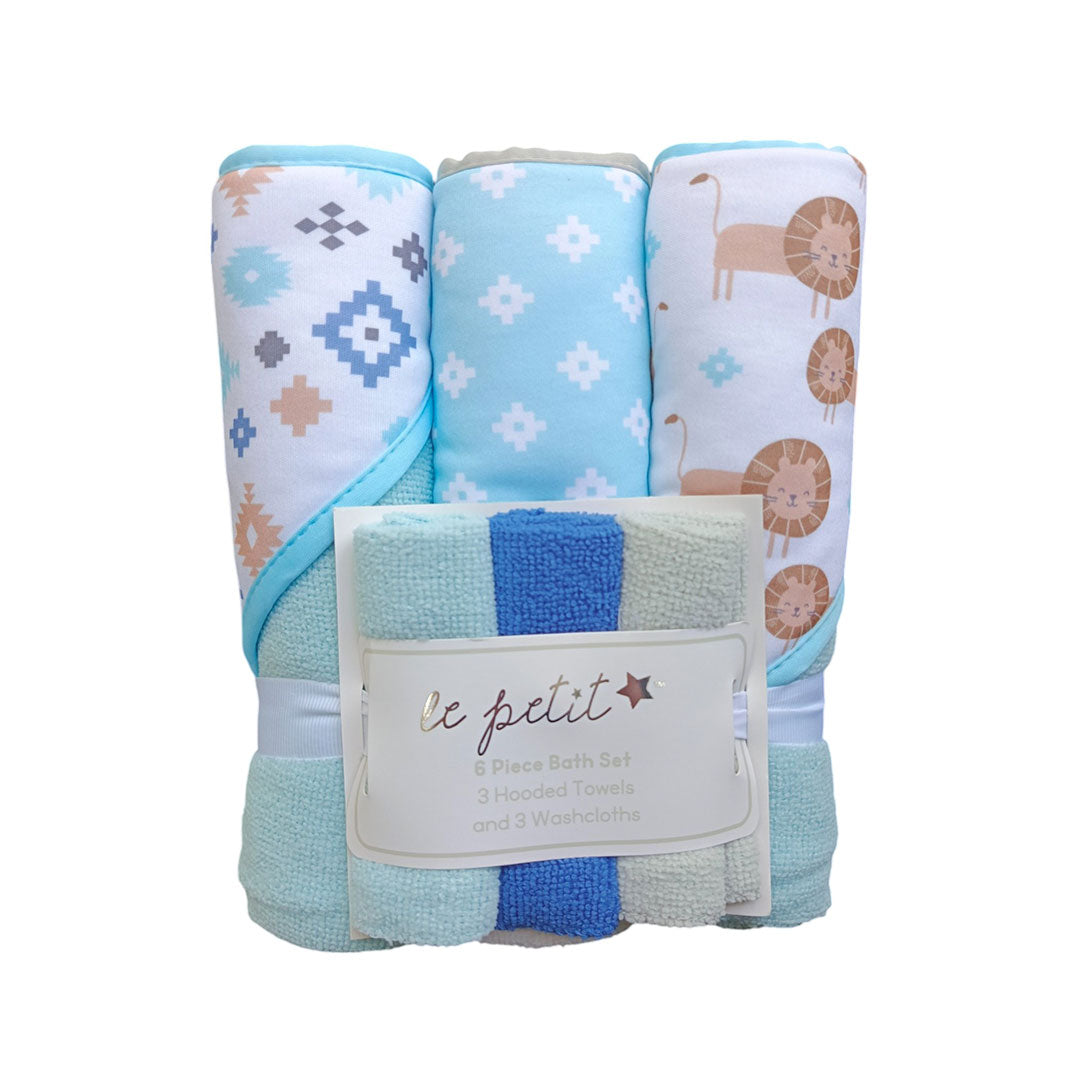 Set de 6 piezas con 3 toallas capucha y 3 babitas, para bebé recién nacido, diseños a juego adorables para tu bebé