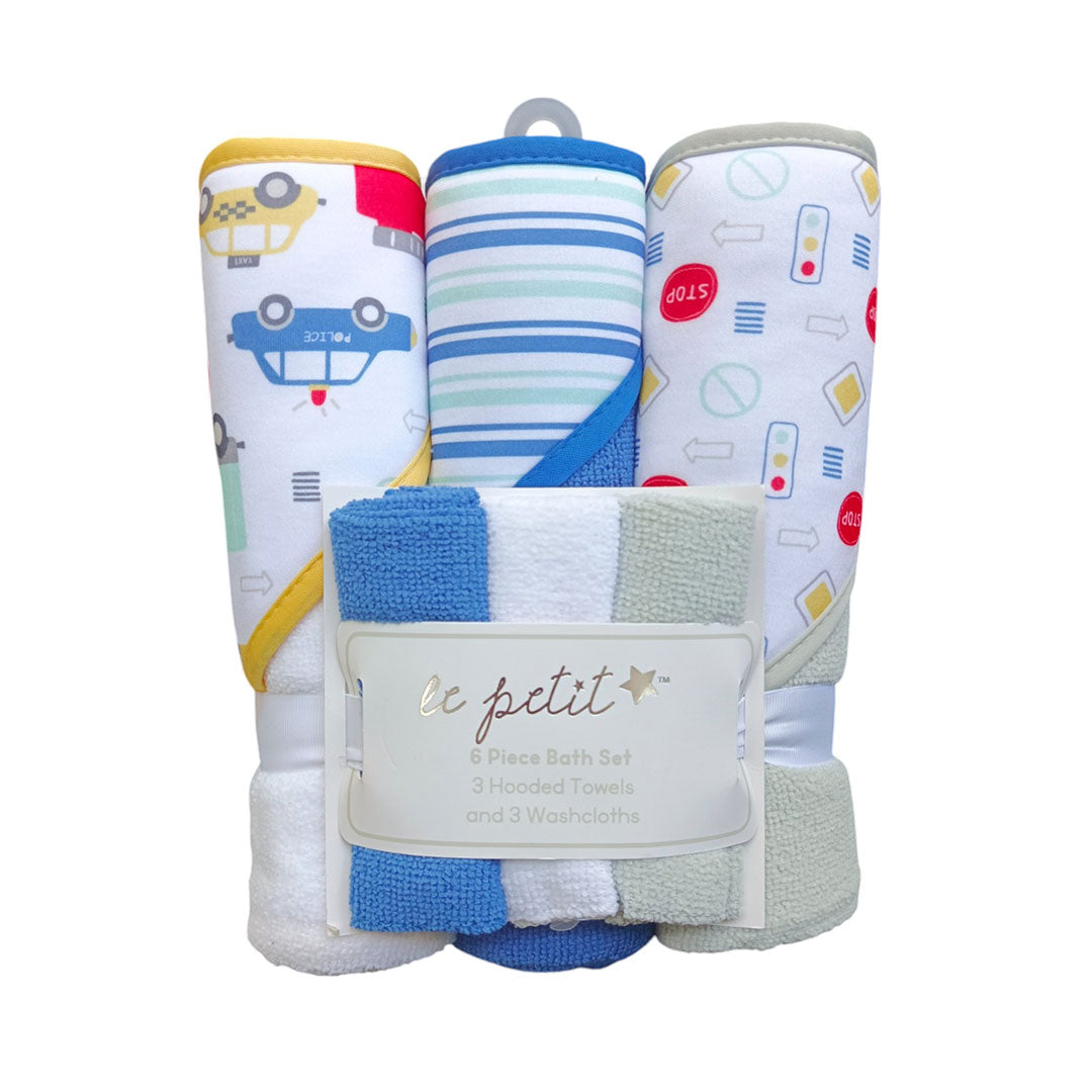 Set de 6 piezas con 3 toallas capucha y 3 babitas, para bebé recién nacido, diseños a juego adorables para tu bebé