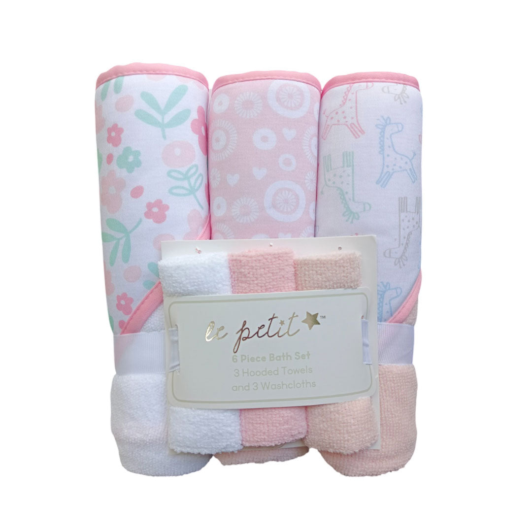 Set de 6 piezas con 3 toallas capucha y 3 babitas, para bebé recién nacido, diseños a juego adorables para tu bebé