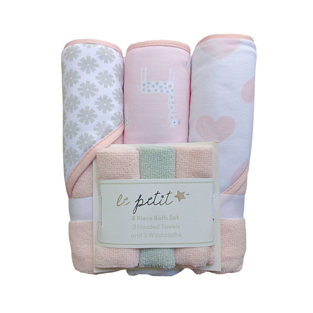 Set de 6 piezas con 3 toallas capucha y 3 babitas, para bebé recién nacido, diseños a juego adorables para tu bebé