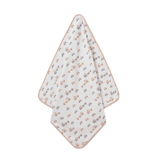 Toalla con capucha diseño de trencito para bebé, tipo capa de diseño envolvente con la que podrás secar y abrigar a tu bebé después del baño, hecha 100% en algodón - Mayoral