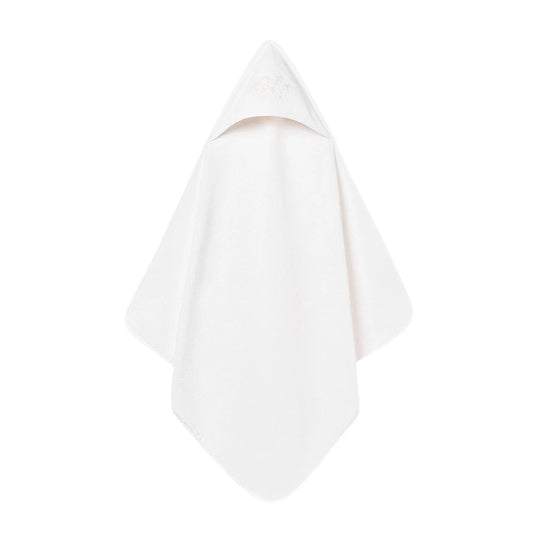 Toalla de baño blanca con capucha para bebé, con diseño bordado de florecitas en la capucha, hecha 100% en algodón, capa con diseño envolvente con la que podrás secar y abrigar a tu bebé después del baño - Mayoral