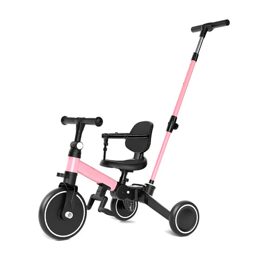 Triciclo 5 en 1 con manija de control parental, ajustes de posición, pedal extraíble, respaldo ajustable, cinturón de seguridad en tres puntos, en material resistente - Maxibaby