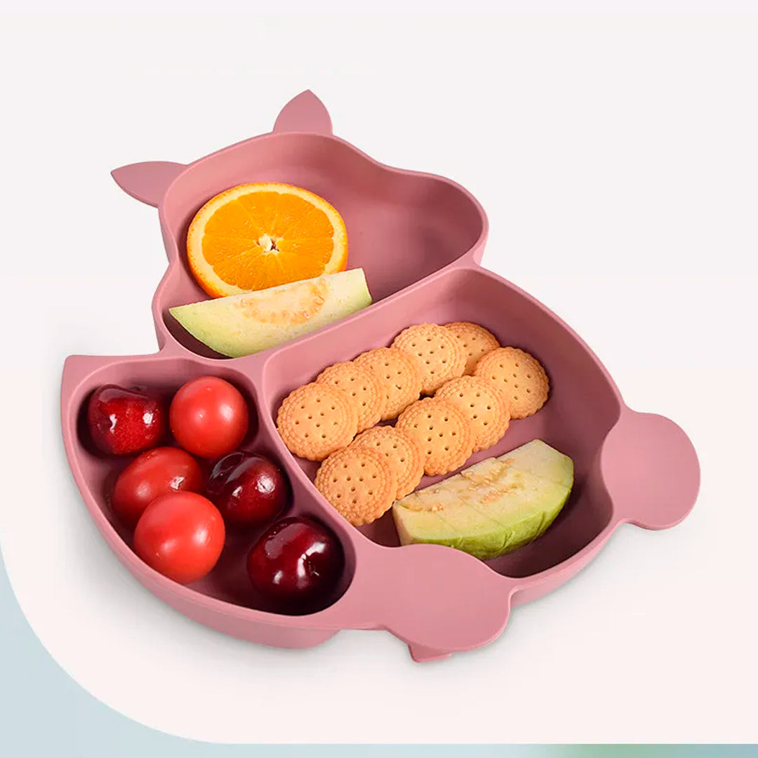 Set vajilla Ardilla de 8pz en silicona, combo de alimentación complementaria libres de BPA, babero, plato, tazón y cubiertos, de material seguro y resistente - Color & Life