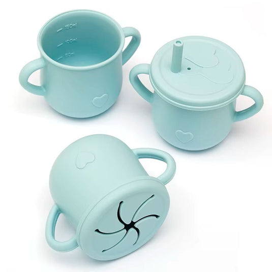 Set vajilla 8pz en silicona diseño Ballenita, combo de alimentación complementaria, 100% libre de BPA, set de babero, plato, tazón y cubiertos, hechos en material calidad alimenticia y resistente - Color & Life