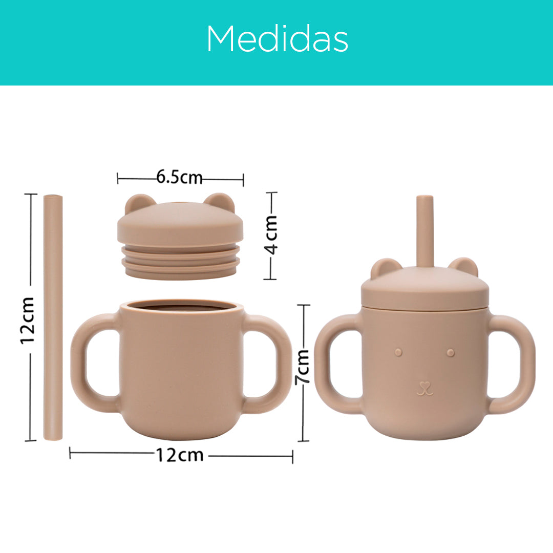 Vaso con agarraderas de silicona