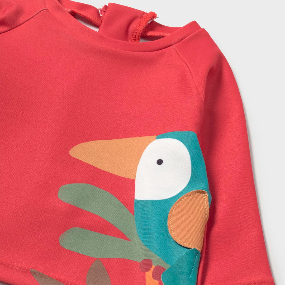 Vestido de baño 3pz manga larga con gorrito, diseño colorido, gorro ajustable con visera, calzón con ajuste por elástico - Mayoral