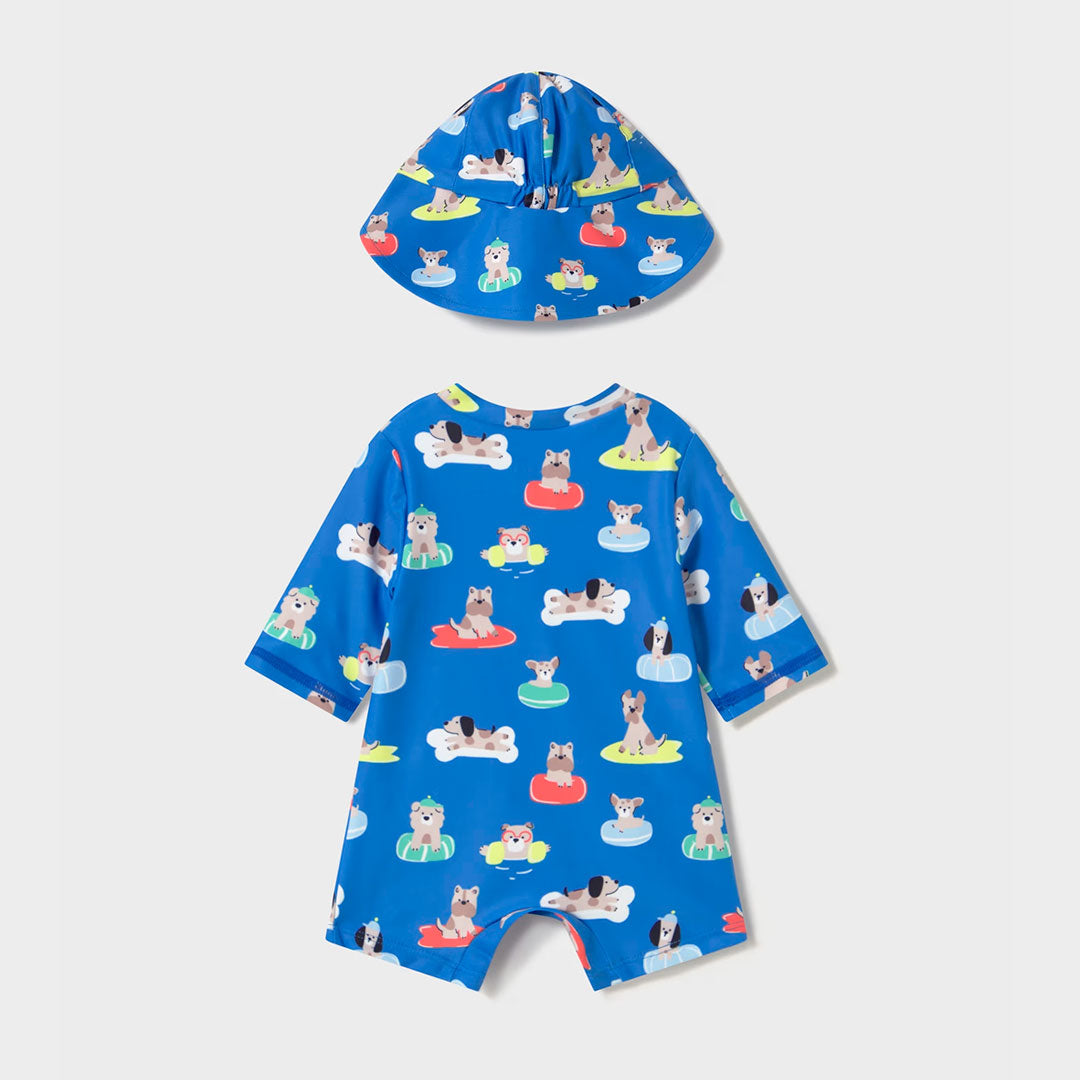 Vestido de baño 1pz con gorrito rosa Palomas, cierre completo, gorro con pequeña visera para el sol, color y estampado llamativo - Mayoral