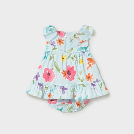 Vestido celeste con estampado de flores para bebé - Mayoral