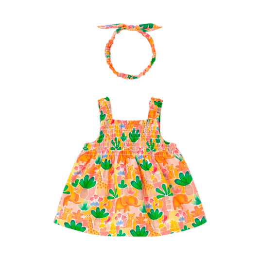 Vestido con diseño estampado y balaca a juego - Mayoral