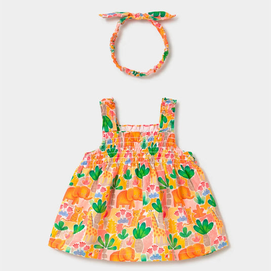 Vestido con diseño estampado y balaca a juego - Mayoral