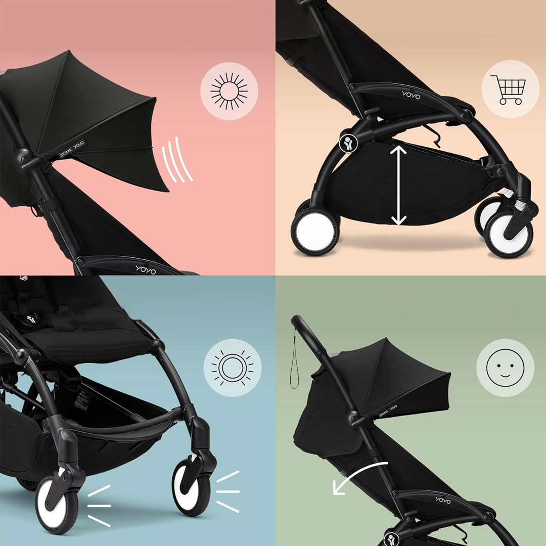 Coche paseador YoYo3 BabyZen 6 M +, paseador con plegado tipo maleta, versátil, ultra compacto y súper resistente, plegado a equipaje de mano y respaldo reclinable multiposición - YoYo3