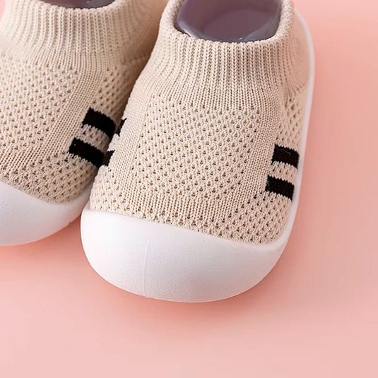 Zapatos tejido con suela antideslizante para bebé, hechos en material transpirable suave e hipoalergénico, fácil de lavar, suela en silicona, sin cordones