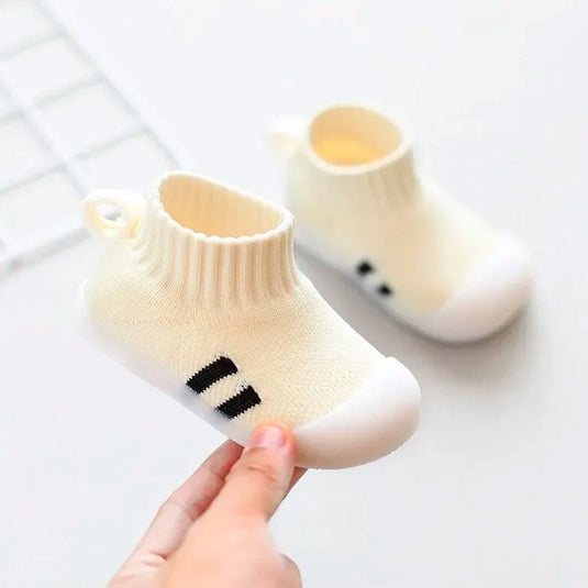 Zapatos tejido con suela antideslizante para bebé, hechos en material transpirable suave e hipoalergénico, fácil de lavar, suela en silicona, sin cordones