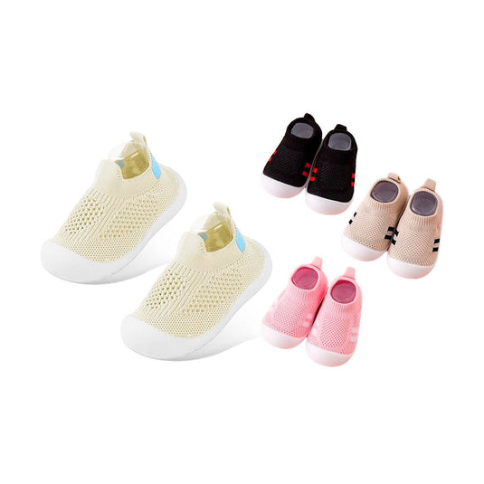Zapatos tejido con suela antideslizante para bebé, hechos en material transpirable suave e hipoalergénico, fácil de lavar, suela en silicona, sin cordones