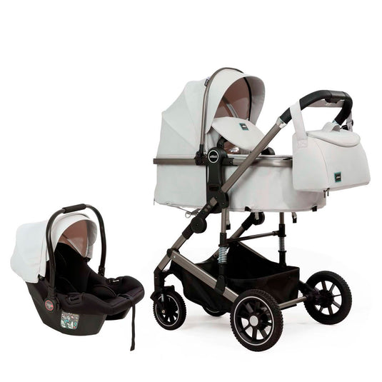 Coche A10 tipo moisés con portabebés y pañalera a juego, ajustable como paseador, hecho en material de alta calidad, acabados de lujo - Kidilo