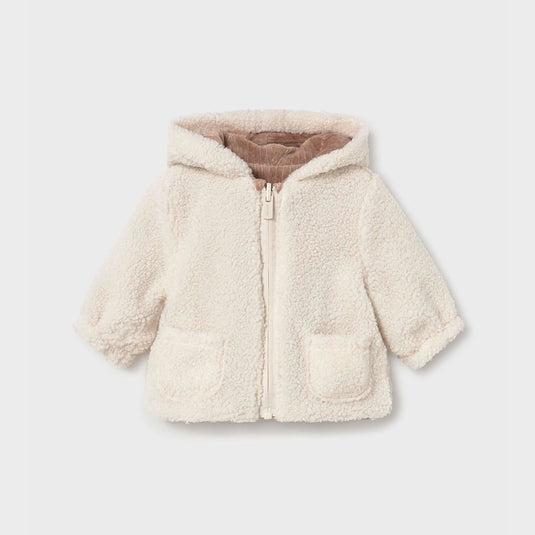 Abrigo reversible de pelo con capucha para recién nacido, dos looks en una sola prenda - Mayoral