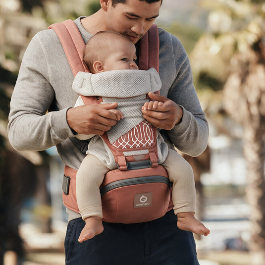 Portabebé ergonómico canguro con apoyo de cadera y lumbar, 6 posiciones de uso, 0-24 meses