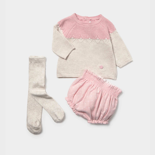 Conjunto 3pz buzo combinado, braguita con volantes y medias pantalón - Mayoral