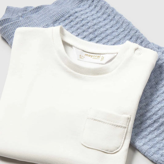 Conjunto 3pz chaqueta canguro, camiseta y pantalón Celeste - Mayoral