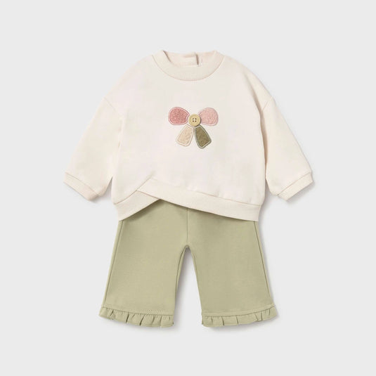 Conjunto punto jaspeado 2 piezas sudadera, falda y pantalón para recién nacida - Mayoral
