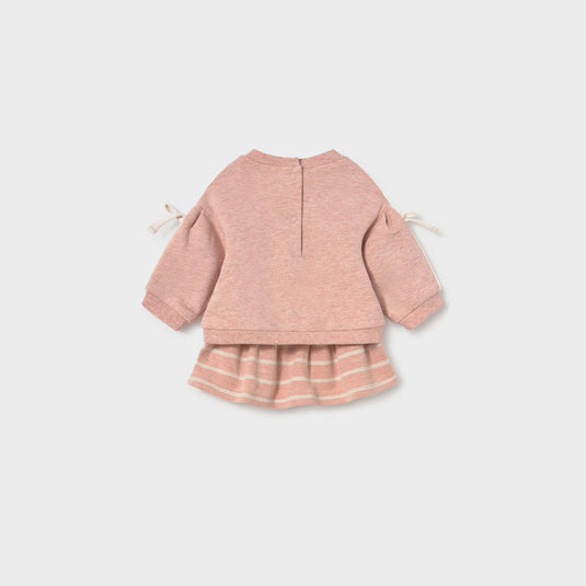 Conjunto punto jaspeado 2 piezas sudadera, falda y pantalón para recién nacida - Mayoral