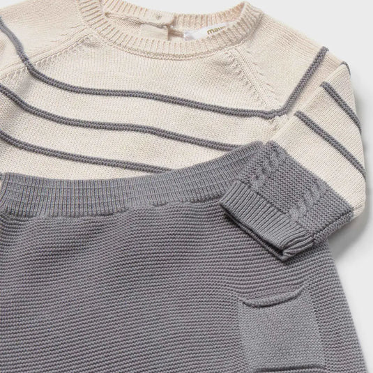 Conjunto 2pz buzo rayas y pantalón con pie Ceniza - Mayoral