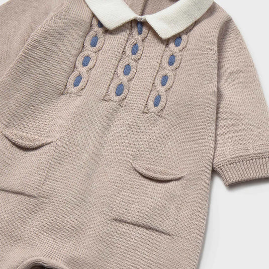 Mameluco tejido cuello camisero Moca Vigoré - Mayoral