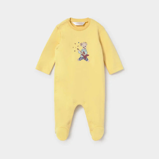 Pijama mameluco en punto interlock para recién nacido, con cuello de canalé - Mayoral