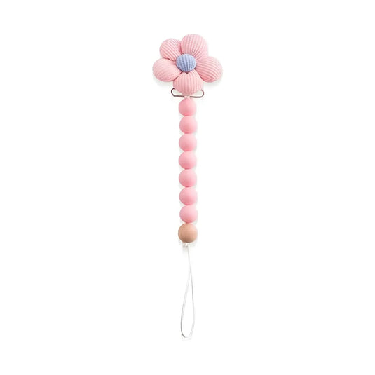 Sujetador de chupete en silicona con diseño de flor y clip de seguridad para bebé - Cocco Semana 2026
