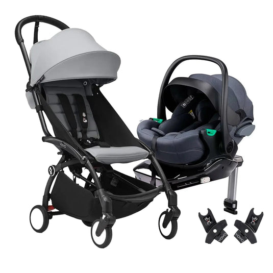 Coche Yoyo3 travel system + portabebés Kidilo y base con sistema isofix + adaptadores, instalación sin herramientas, desde recién nacido hasta 4 años - Stokke & Kidilo