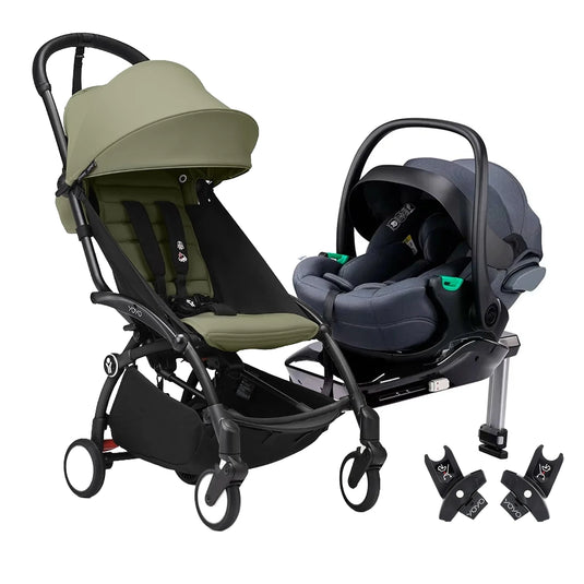 Coche Yoyo3 travel system + portabebés Kidilo y base con sistema isofix + adaptadores, instalación sin herramientas, desde recién nacido hasta 4 años - Stokke & Kidilo