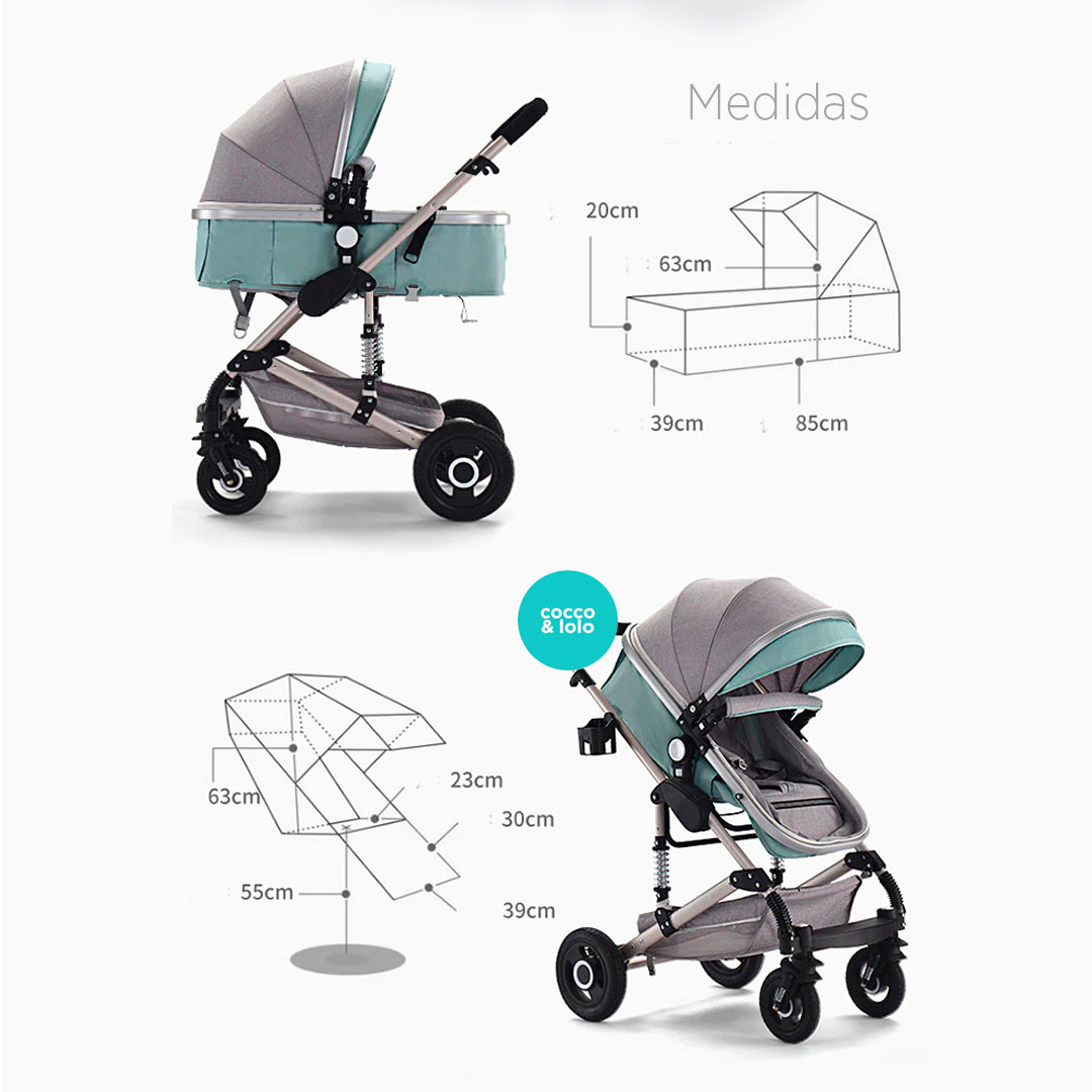 Coche Europeo B.CHILDHOOD 3 en 1 con portabebés