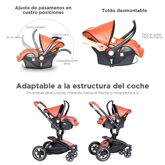 Coche AULON 360° con Portabebé, coche europeo, AULON MAX, coche 3 en 1 para bebés - Aulon