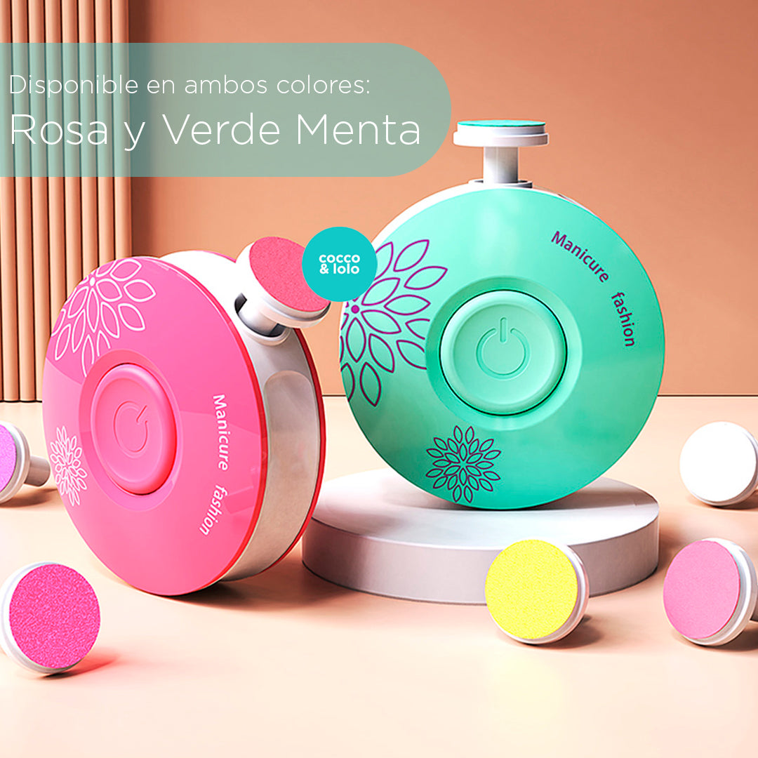 Lima eléctrica de uñas para bebé recién nacido, suave, silenciosa, con cabezales de repuesto