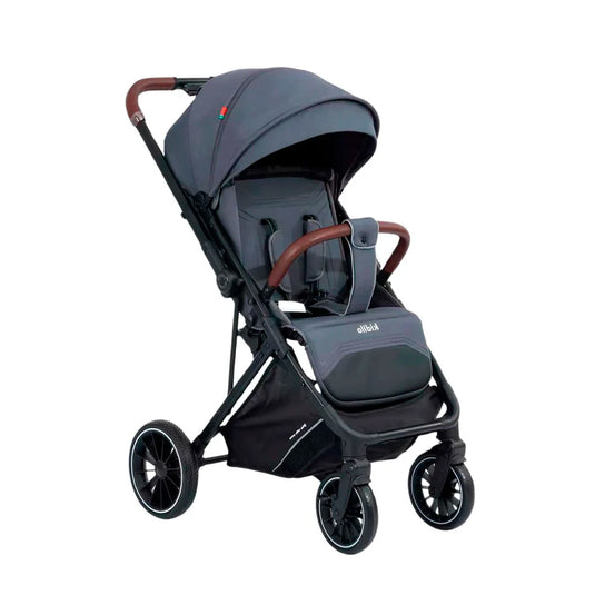 Coche paseador con pañalera y cubrepiés, con sistema de plegado tipo maleta, compacto y ligero, toldo y espaldar ajustable, espacio de almacenamiento en la parte inferior - Kidilo