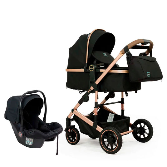 Coche A10 tipo moisés con portabebés y pañalera a juego, ajustable como paseador, hecho en material de alta calidad, acabados de lujo - Kidilo