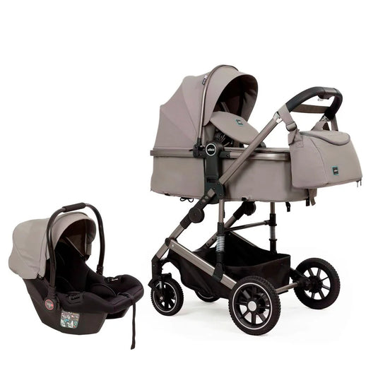 Coche A10 tipo moisés con portabebés y pañalera a juego, ajustable como paseador, hecho en material de alta calidad, acabados de lujo - Kidilo