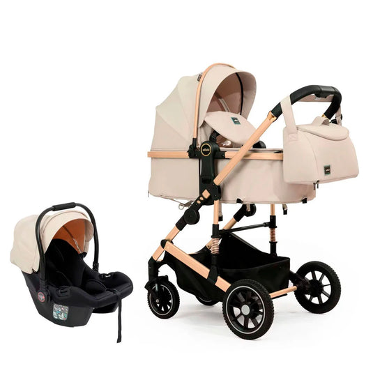 Coche A10 tipo moisés con portabebés y pañalera a juego, ajustable como paseador, hecho en material de alta calidad, acabados de lujo - Kidilo