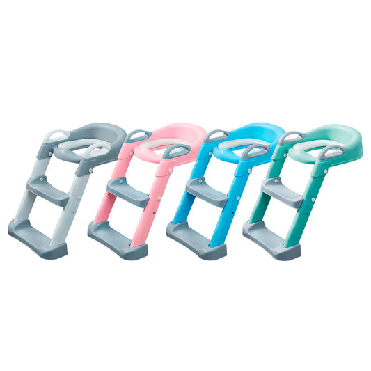 Adaptador de inodoro plegable para niños y niñas con escalera, almohadillas antideslizantes y cojín suave