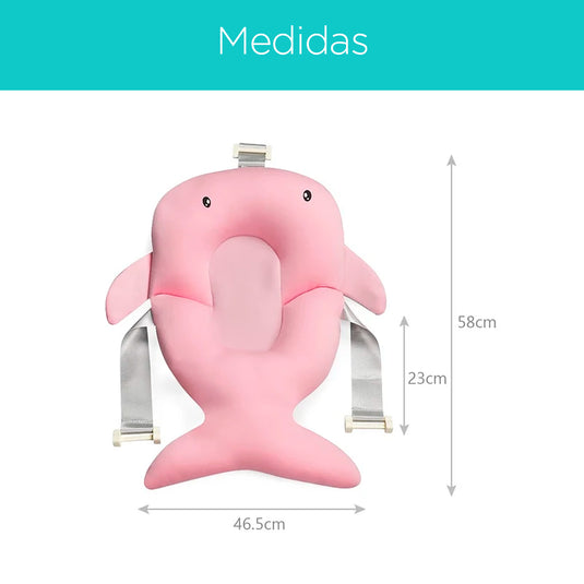 Almohadilla para bañera diseño de Ballenita, cojín de baño para bebé, hecho en material de secado rápido, con correas ajustables a la medida de la bañera